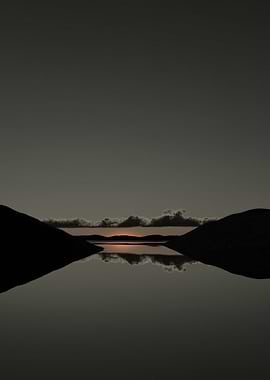 Silhouetted Mountains at Sunset