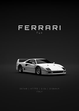 Ferrari F40 1992 - White Front Specs