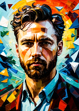 Man with Geometric Background