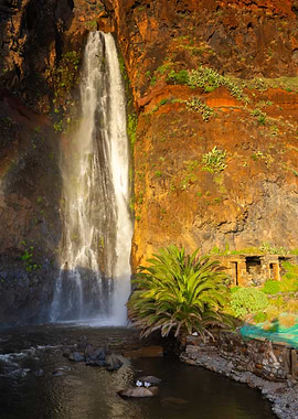 Waterfall in Rocky Landscape, Madeira