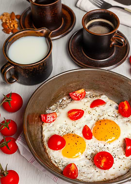 Fried Eggs with Cherry Tomatoes