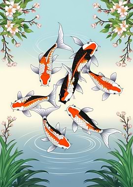 Koi Fish Pond Art