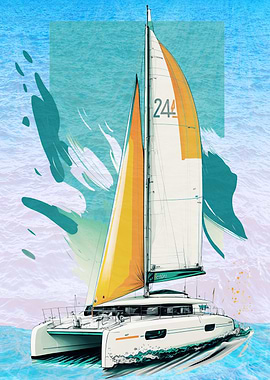 Sailing Catamaran Illustration
