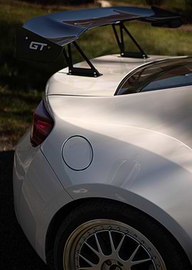 White Sports Car Rear View