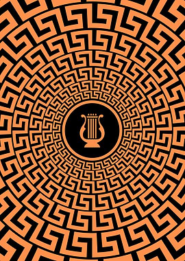 Greek Key Pattern with Lyre