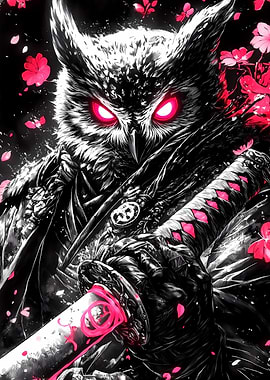 Owl Samurai Warrior Animal