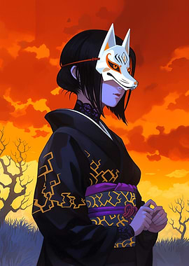 Kitsune Mask Anime Girl
