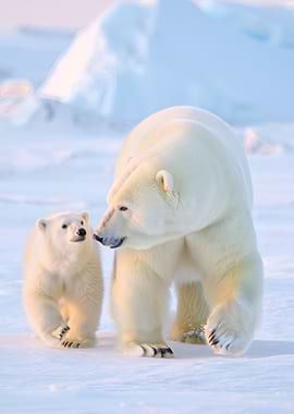 Polar Bear Family in Arctic