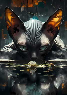 Sphynx Cat with Water Lily Animal