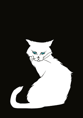 White Cat with Blue Eyes