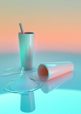 Spectra Lab – Neon Objects in Suspension - Spilled Drink with Straw
