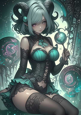 Anime Girl with Horns Gaming