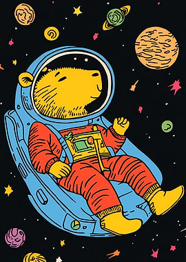 Capybara Space Astronaut Cosmic