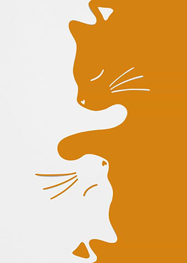 Orange and White Cat Silhouettes