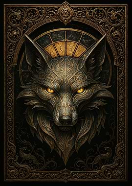 Ornate Fox Head – Gothic Elegance Fantasy Poster