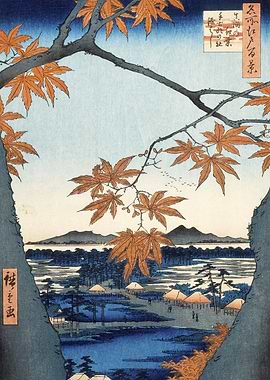 Autumn Landscape with Maple Leaves