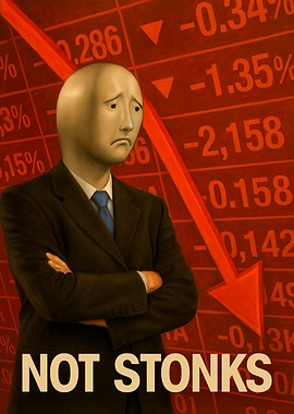 Stonks Fail Meme Man Poster - Crash, Dips and Pain