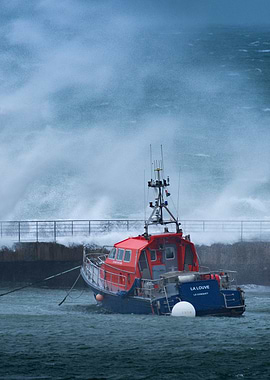 Lifeboat in Stormy Sea