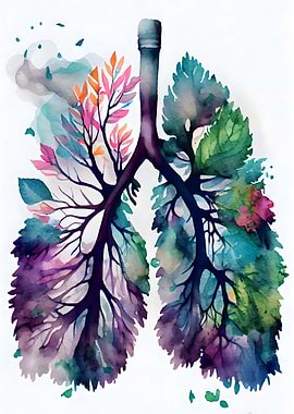Lungs Watercolor Art