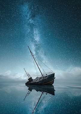 Shipwreck Under Stars
