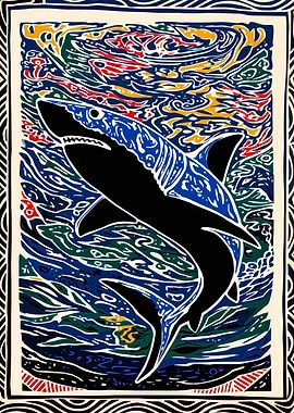 Abstract Shark Art Print