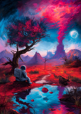 Astronaut in a Surreal Landscape