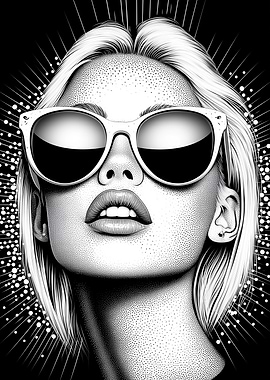 Illustration of Beautiful Woman in Sunglasses