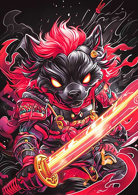 Dog Poodle Samurai Warrior Animal