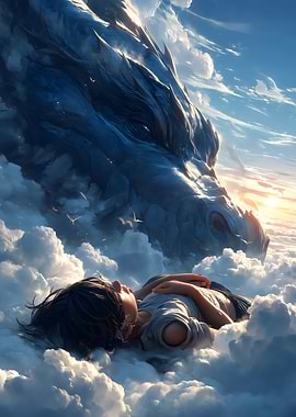 Dragon and Child in Clouds
