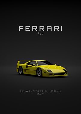 Ferrari F40 1992 - Yellow Front Specs