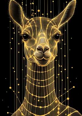Golden Llama Portrait Animal