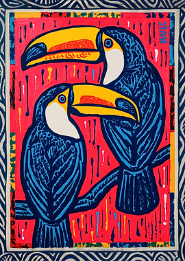 Toucans Abstract Print Art