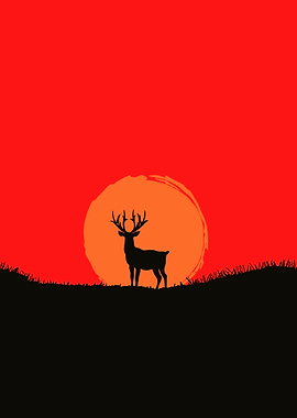 Deer Silhouette Sunset
