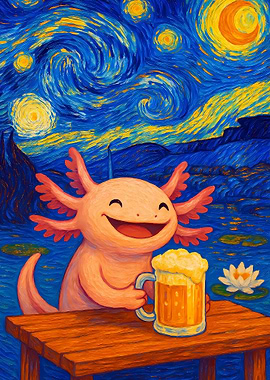 Axolotl Beer Starry Night