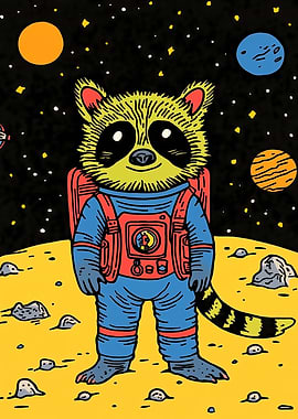 Raccoon Space Cosmic Astronaut