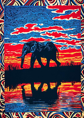 Abstract Elephant Sunset