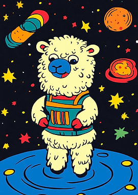 Space Alpaca Llama Cosmic Astronaut