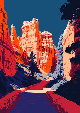 Bryce Canyon Path Minimalist Art Illustration