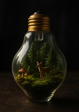 Miniature Forest in a Lightbulb