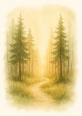 Forest Path Watercolor