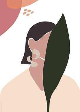 Abstract Woman with Leaf