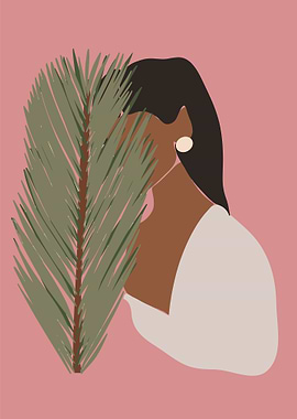 Woman Behind Palm Leaf