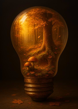 Autumn Forest in a Lightbulb