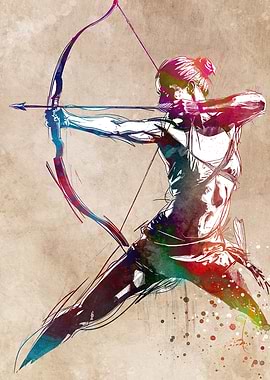 Female Archer Watercolor