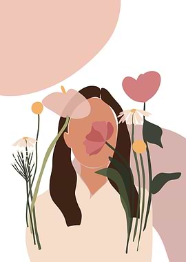 Abstract woman with Flowers
