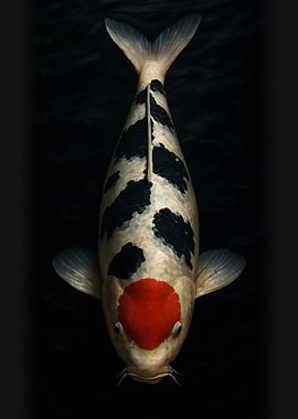 Koi Fish with Red Spot - Koi Carp Portrait