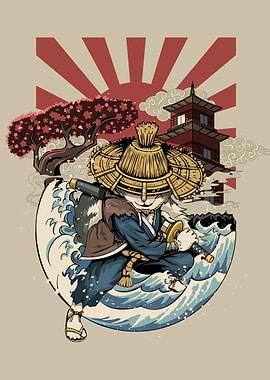 Samurai Cat Kanagawa waves
