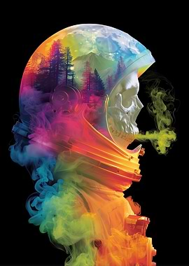 Astronaut Skull with Forest