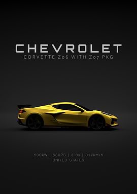 Chevrolet Corvette C8 Z06 Z07 2023 - Yellow Specs