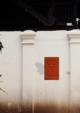 Red Door in White Wall